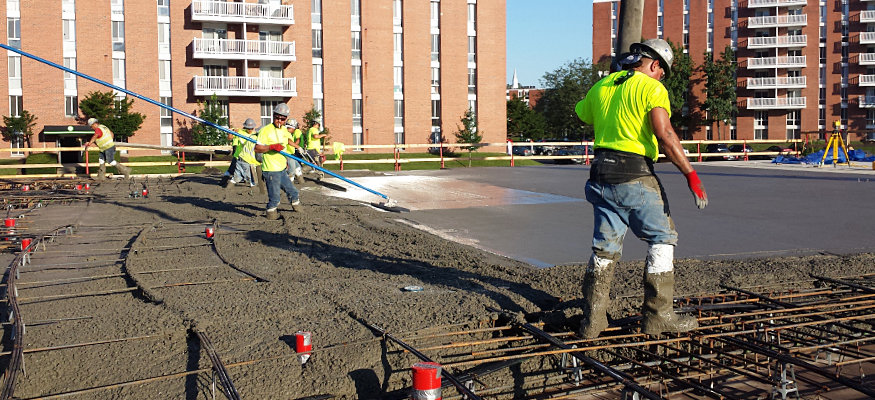 pouring concrete